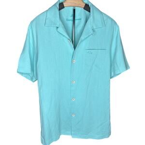 Tommy Bahama Alfresco Tropics Camp shirt in teal mens size small NWOT